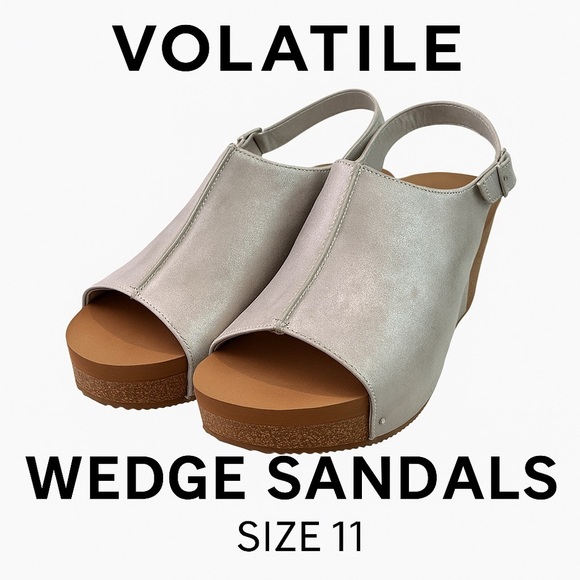 Volatile Shoes - Volatile Division Grey Wedge Sandals